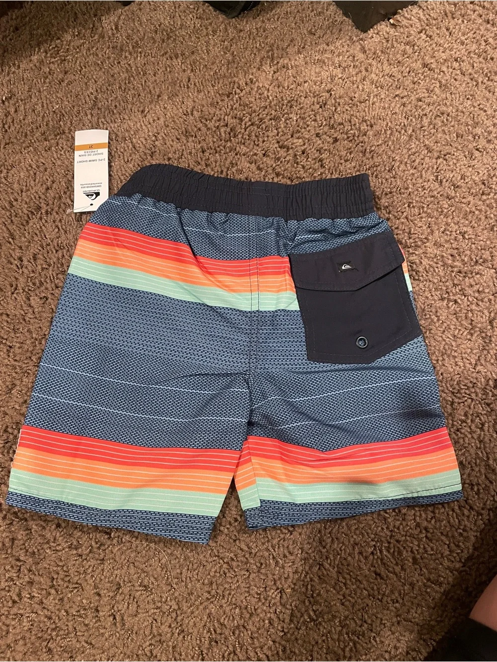 NWT - Quiksilver Kids' Orange Rash Guard & Striped Boardshort Set